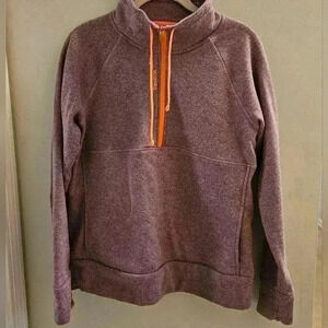 REEBOK Women's Size M 1/3 Zip purple Pullover Fleece Top Hot Pink Trim